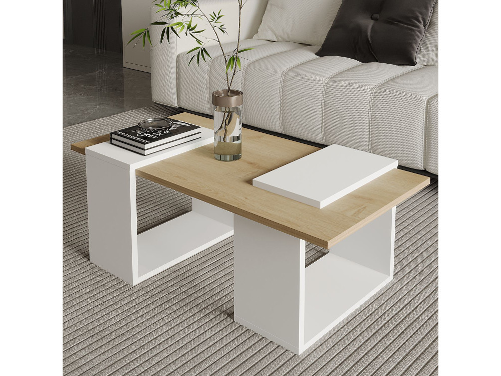 Tavolino in legno "Matris" - 90 x 46 x 37 cm - Bianco
