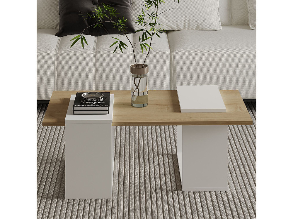 Tavolino in legno "Matris" - 90 x 46 x 37 cm - Bianco