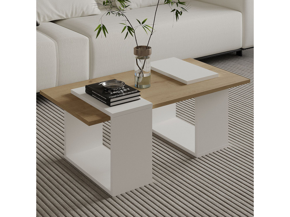 Tavolino in legno "Matris" - 90 x 46 x 37 cm - Bianco