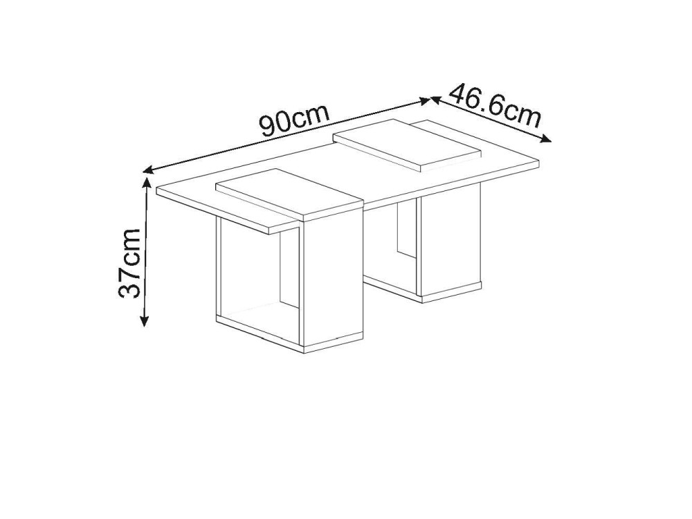 Tavolino in legno "Matris" - 90 x 46 x 37 cm - Bianco
