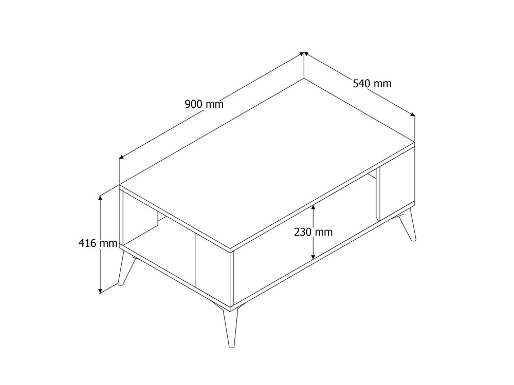 Tavolino in legno "Authentic" - 90 x 41 x 54 cm - Marrone