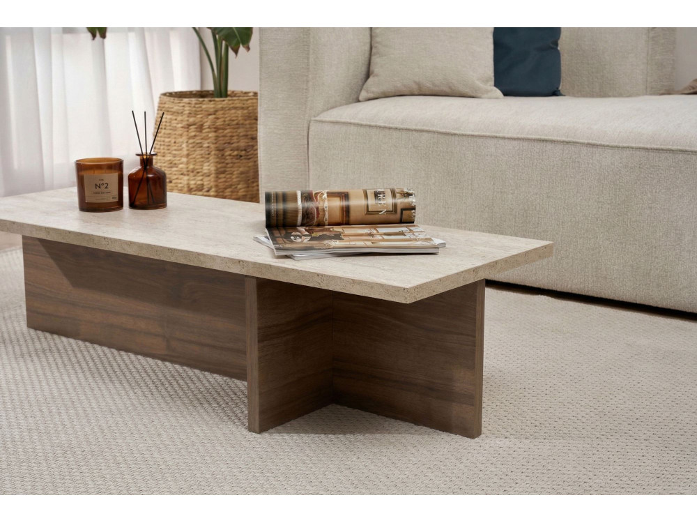 Tavolino in legno "Harbor" - 120 x 45 x 30 cm - Travertino