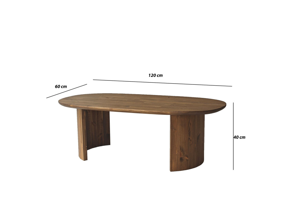 Tavolino in legno "Hudson" - 120 x 60 x 40 cm - Marrone
