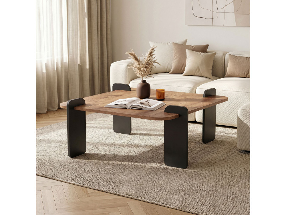 Tavolino in legno "Marais" - 90 x 90 x 35 cm - Marrone chiaro