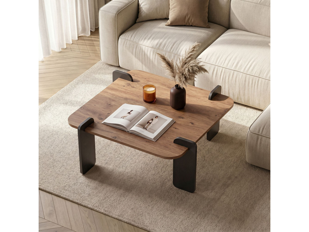 Tavolino in legno "Marais" - 90 x 90 x 35 cm - Marrone chiaro