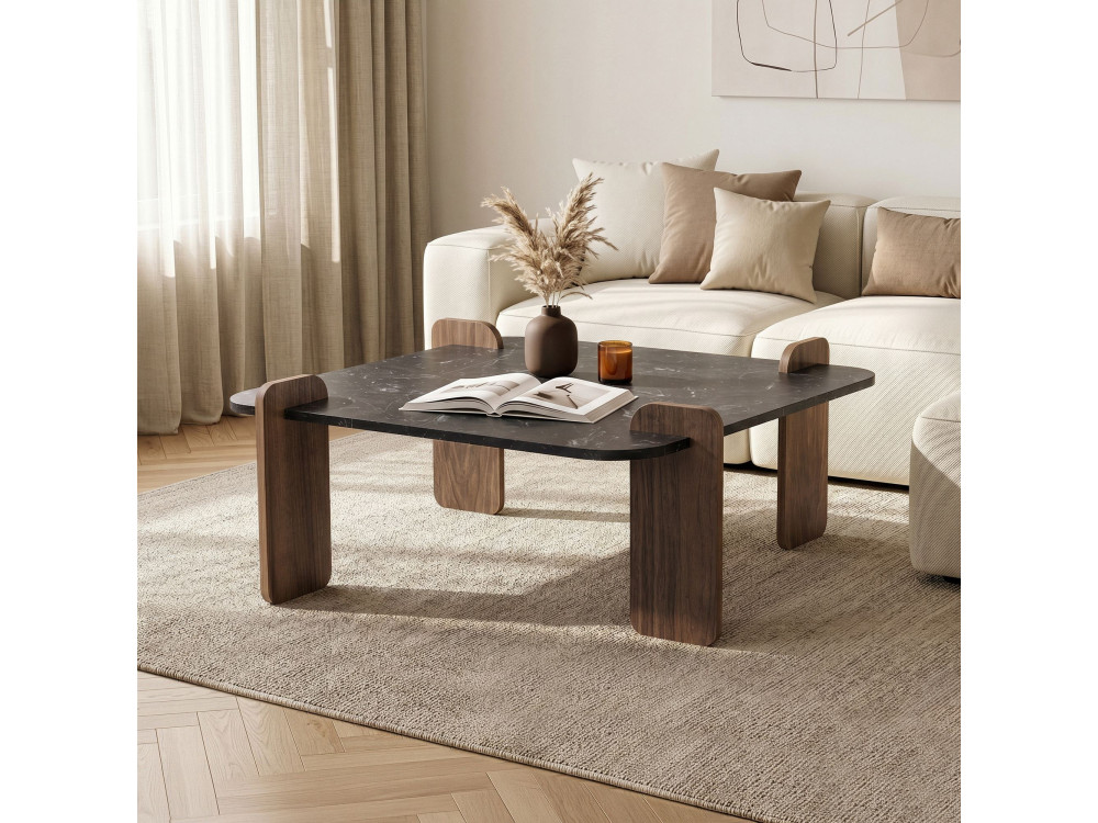 Tavolino in legno "Marais" - 90 x 90 x 35 cm - Nero