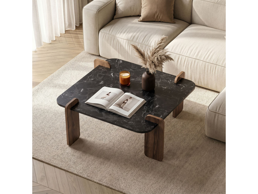 Tavolino in legno "Marais" - 90 x 90 x 35 cm - Nero