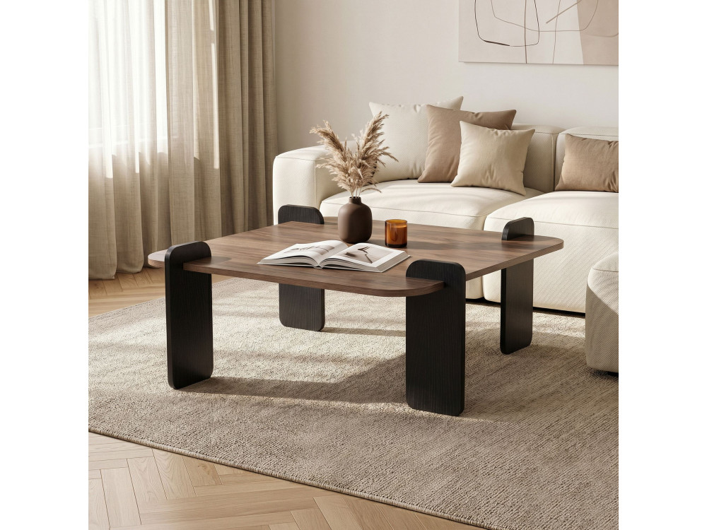 Tavolino in legno "Marais" - 90 x 90 x 35 cm - Marrone
