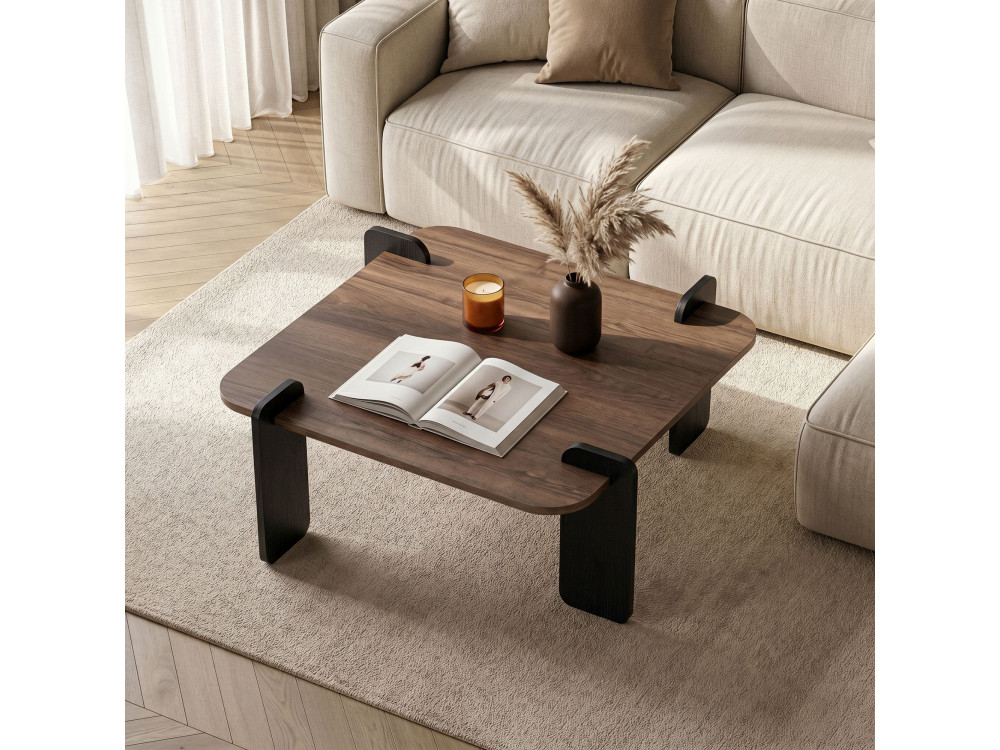 Tavolino in legno "Marais" - 90 x 90 x 35 cm - Marrone