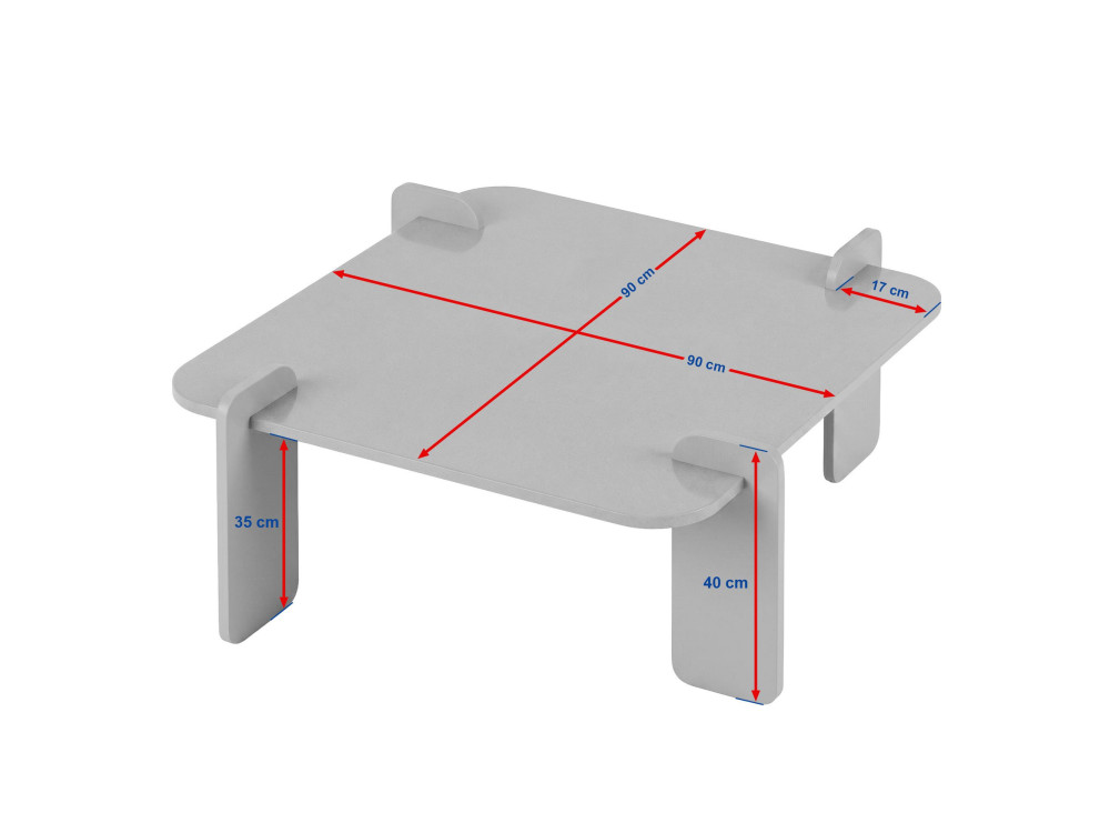 Tavolino in legno "Marais" - 90 x 90 x 35 cm - Marrone