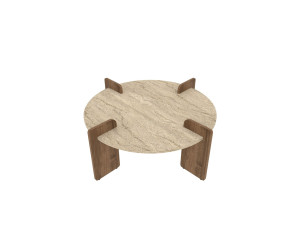Tavolino in legno "Avoure" - 90 x 90 x 35 cm - Travertino