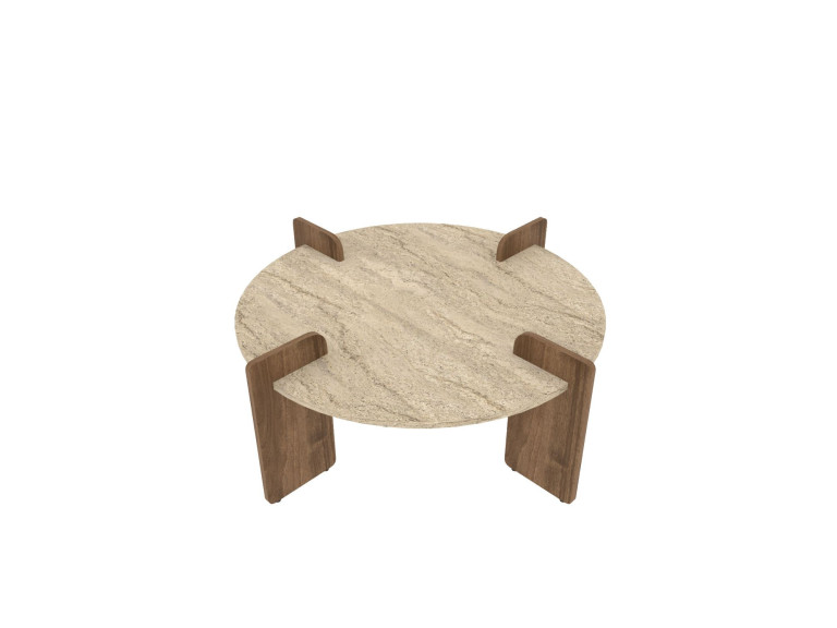 Tavolino in legno "Avoure" - 90 x 90 x 35 cm - Travertino