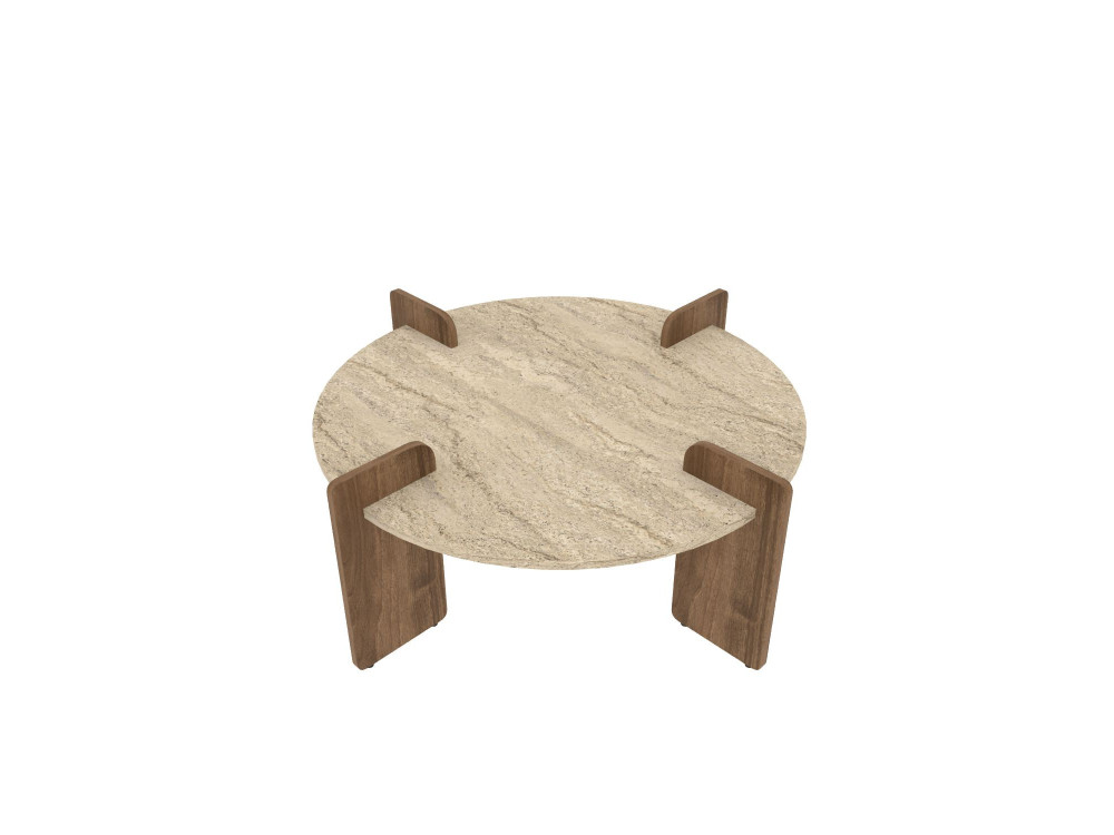 Tavolino in legno "Avoure" - 90 x 90 x 35 cm - Travertino