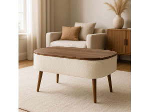 Tavolino in legno "Noya" - 90 x 60 x 43 cm - Bianco