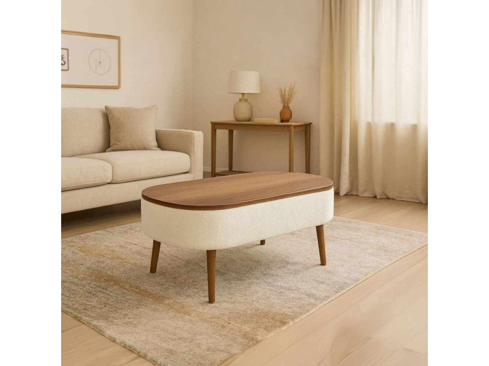 Tavolino in legno "Noya" - 90 x 60 x 43 cm - Bianco