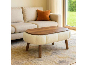 Tavolino in legno "Papatya" - 98 x 68 x 45 cm - Bianco