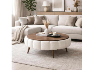Tavolino in legno "Yuvarlak" - 100 x 100 x 44 cm - Bianco