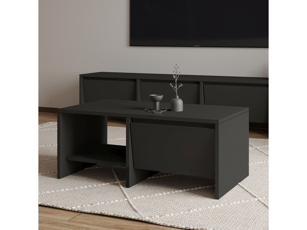 Tavolino in legno "Laris" - 90 x 45 x 35 cm - Grigio antracite