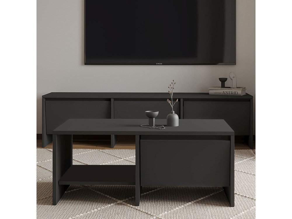 Tavolino in legno "Laris" - 90 x 45 x 35 cm - Grigio antracite