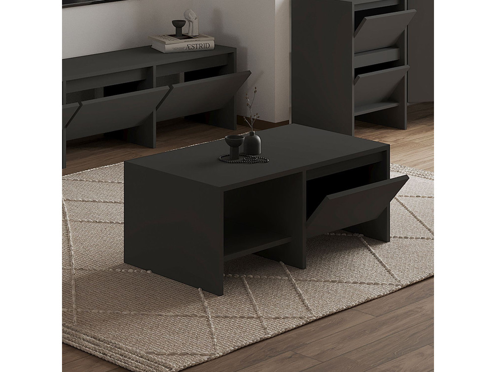 Tavolino in legno "Laris" - 90 x 45 x 35 cm - Grigio antracite
