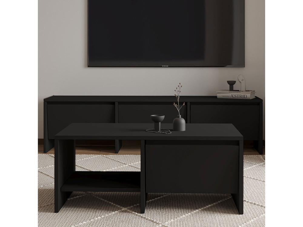 Tavolino in legno "Laris" - 90 x 45 x 35 cm - Nero