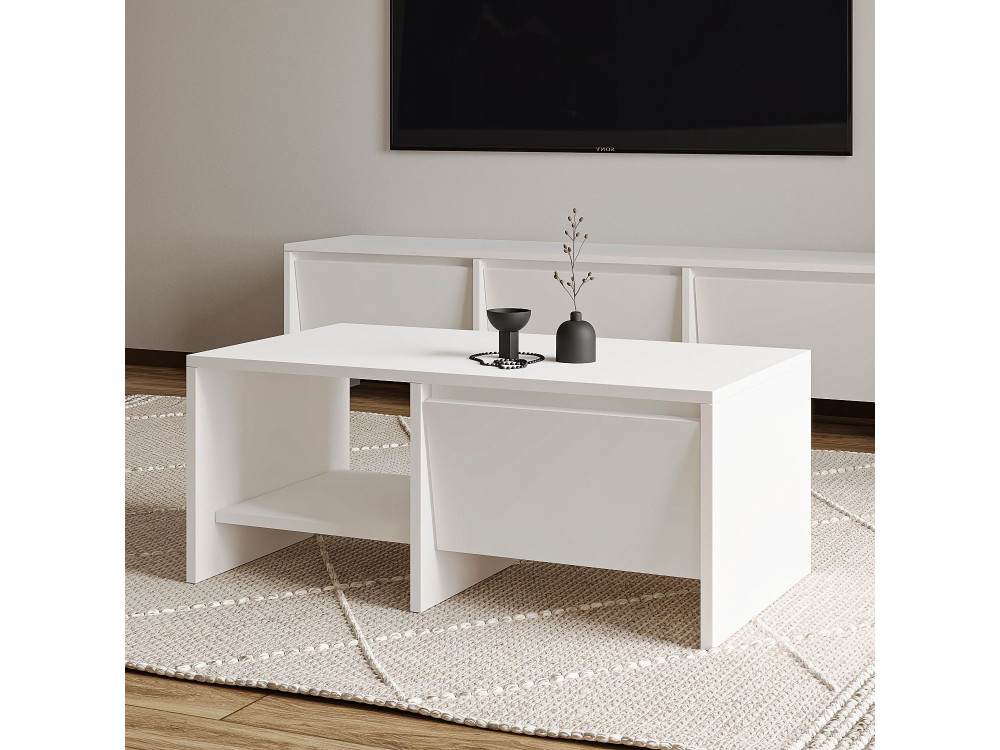 Tavolino in legno "Laris" - 90 x 45 x 35 cm - Bianco
