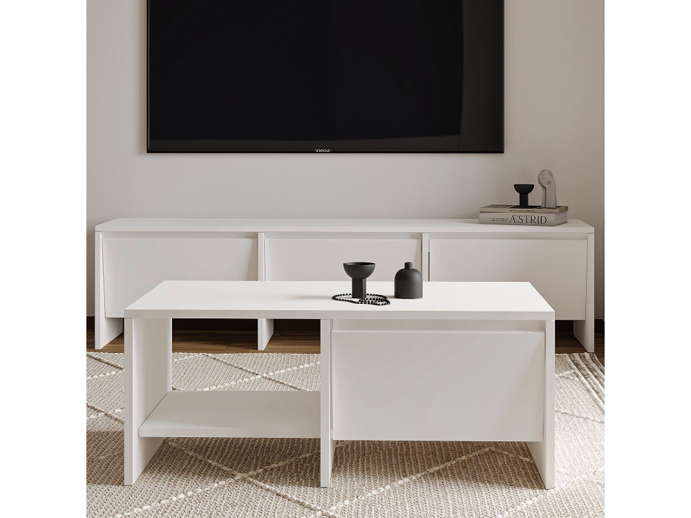Tavolino in legno "Laris" - 90 x 45 x 35 cm - Bianco