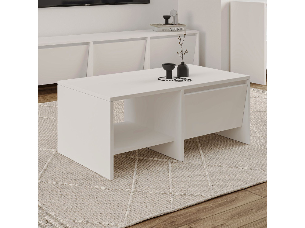 Tavolino in legno "Laris" - 90 x 45 x 35 cm - Bianco