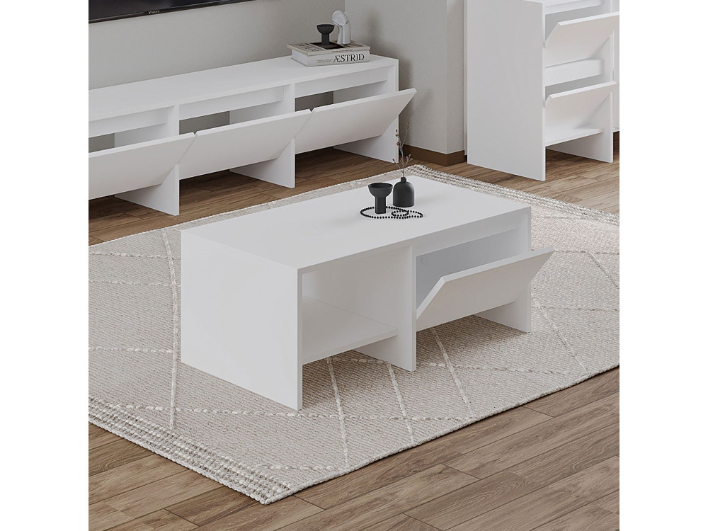 Tavolino in legno "Laris" - 90 x 45 x 35 cm - Bianco