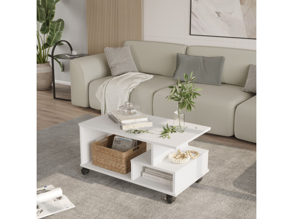 Tavolino in legno "MIN9" - 90 x 51 x 42 cm - Bianco