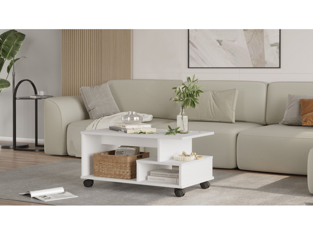 Tavolino in legno "MIN9" - 90 x 51 x 42 cm - Bianco