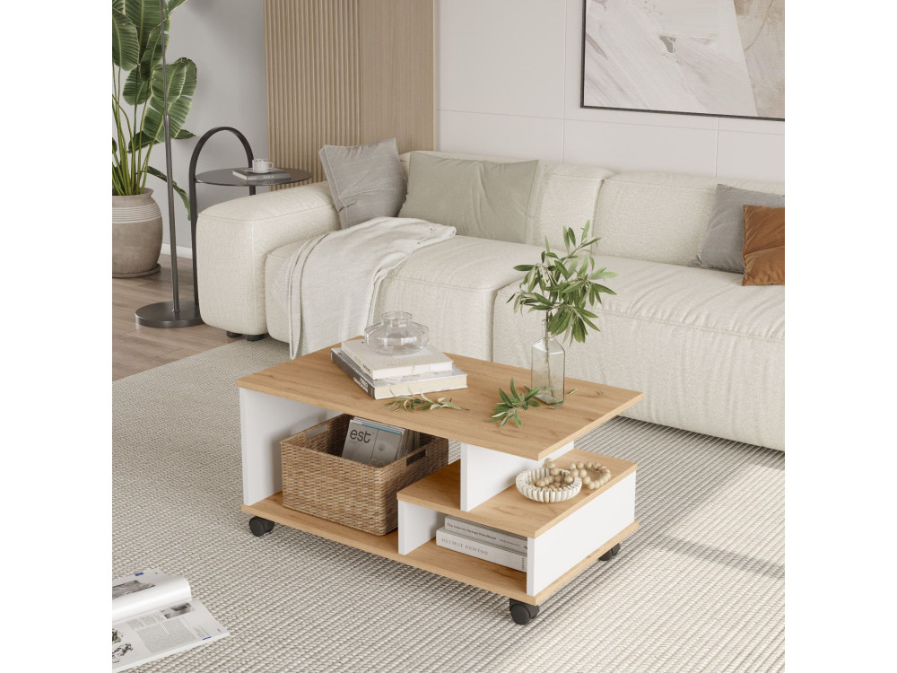 Tavolino in legno "MIN9" - 90 x 51 x 42 cm - Bianco