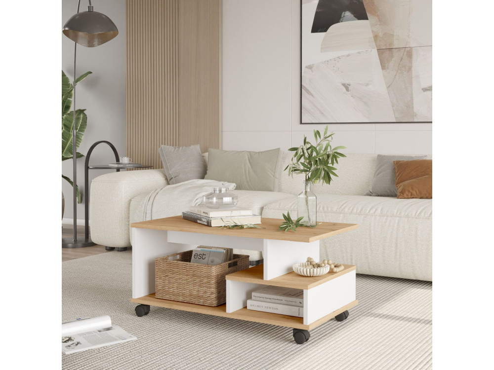 Tavolino in legno "MIN9" - 90 x 51 x 42 cm - Bianco