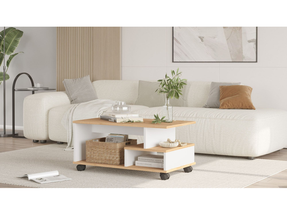 Tavolino in legno "MIN9" - 90 x 51 x 42 cm - Bianco