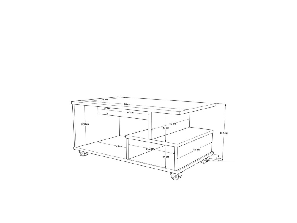 Tavolino in legno "MIN9" - 90 x 51 x 42 cm - Bianco