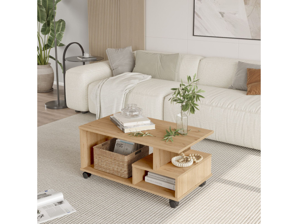 Tavolino in legno "MIN9" - 90 x 51 x 42 cm - Beige