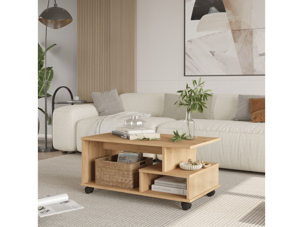 Tavolino in legno "MIN9" - 90 x 51 x 42 cm - Beige