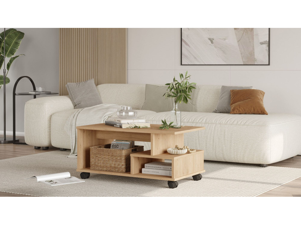 Tavolino in legno "MIN9" - 90 x 51 x 42 cm - Beige