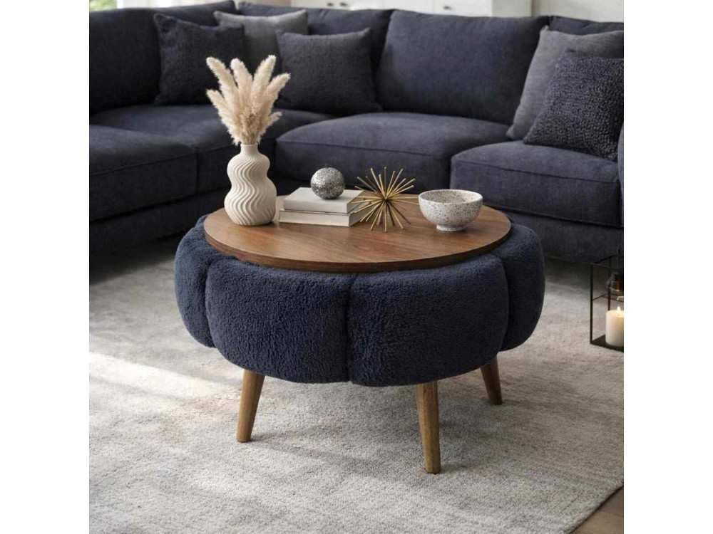 Tavolino in legno Papatya 60" - 60 x 60 x 44 cm - Grigio antracite