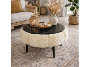 Tavolino in legno Papatya 60" - 60 x 60 x 44 cm - Crema