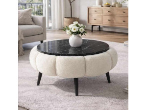 Tavolino in legno Papatya 60" - 60 x 60 x 44 cm - Bianco