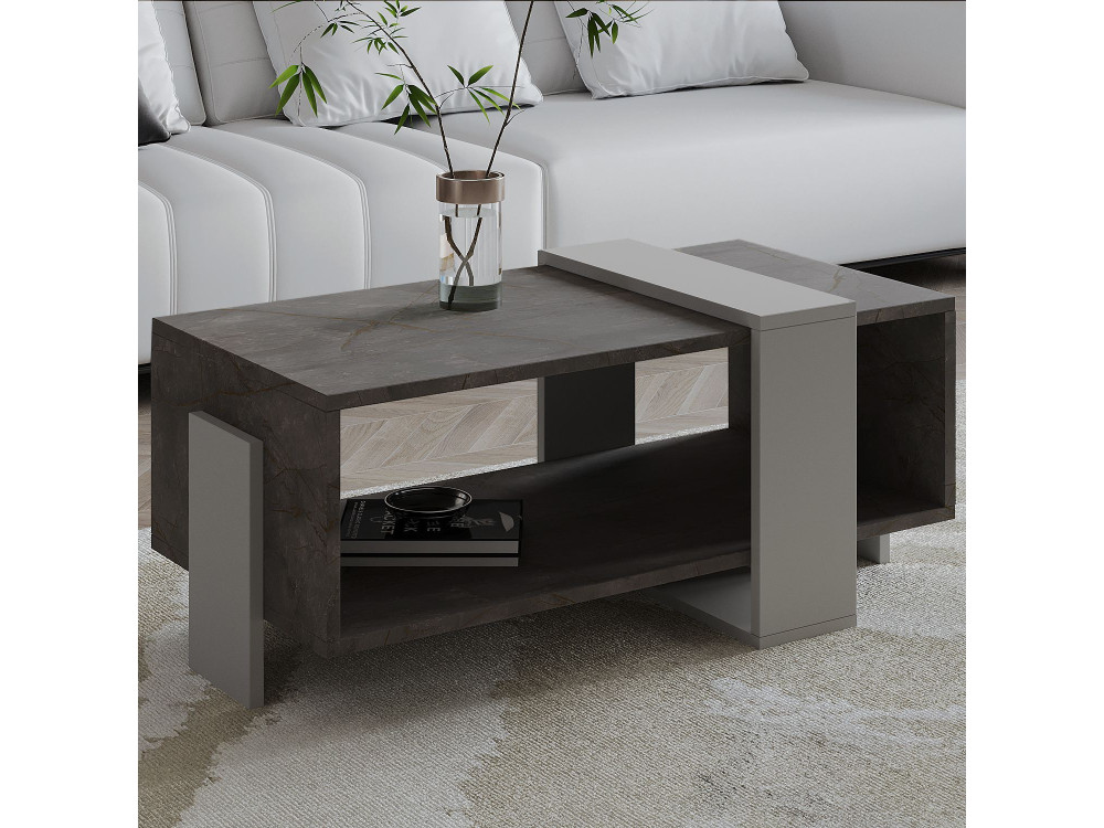 Tavolino in legno "Meleni" - 90 x 49 x 40 cm - Grigio
