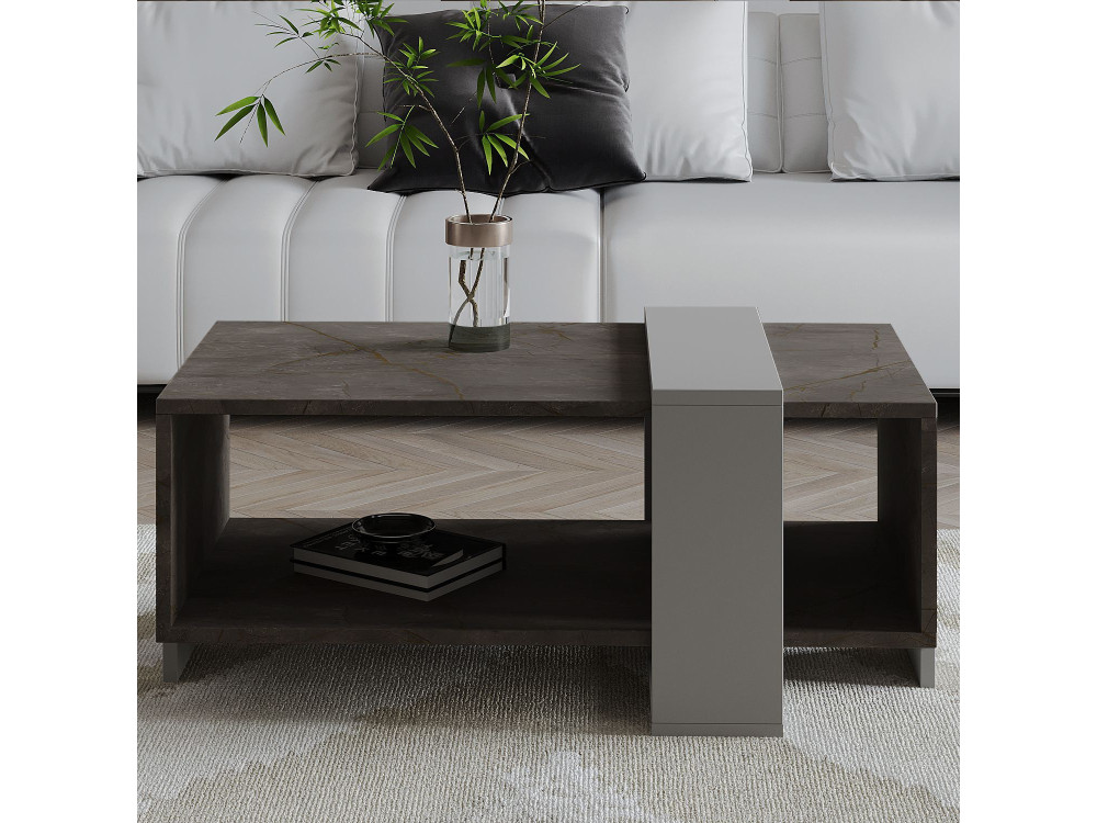 Tavolino in legno "Meleni" - 90 x 49 x 40 cm - Grigio