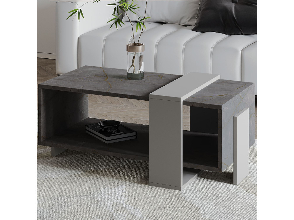 Tavolino in legno "Meleni" - 90 x 49 x 40 cm - Grigio