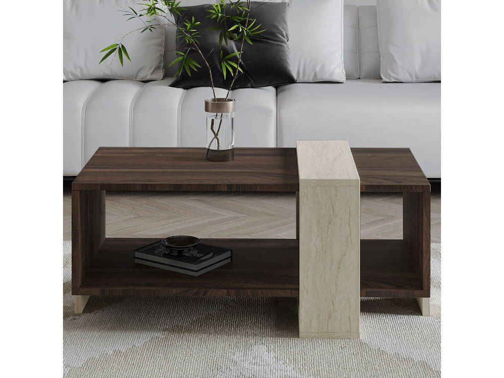 Tavolino in legno "Meleni" - 90 x 49 x 40 cm - Travertino
