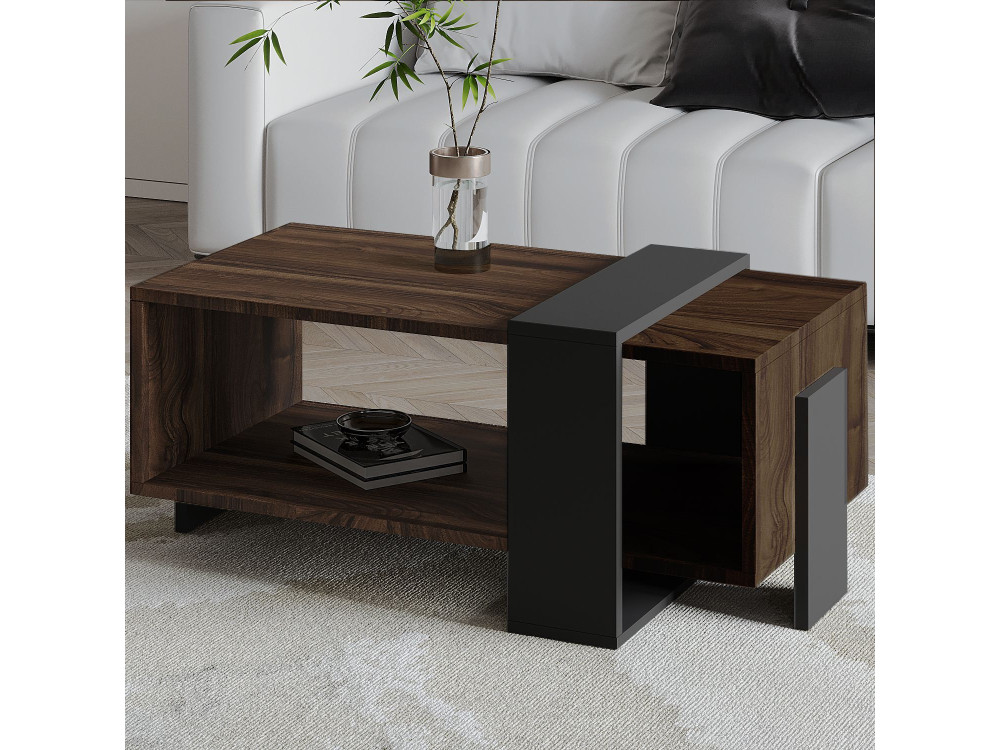 Tavolino in legno "Meleni" - 90 x 49 x 40 cm - Marrone