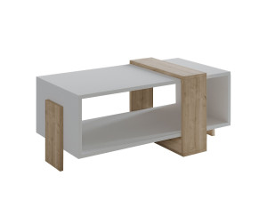 Tavolino in legno "Meleni" - 90 x 49 x 40 cm - Bianco