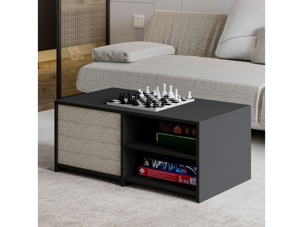 Set di tavolini in legno "Gord" - 90 x 45 x 44,1 cm - Antracite