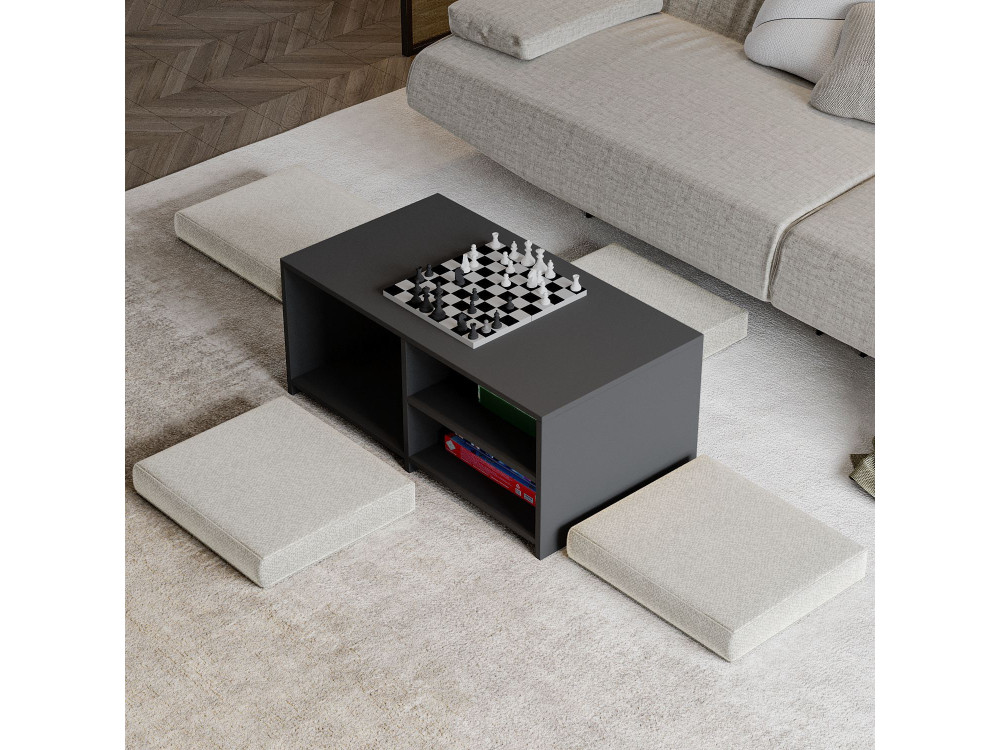 Set di tavolini in legno "Gord" - 90 x 45 x 44,1 cm - Antracite