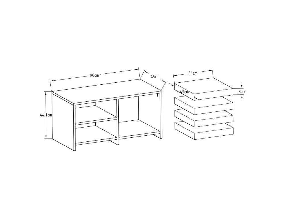 Set di tavolini in legno "Gord" - 90 x 45 x 44,1 cm - Antracite